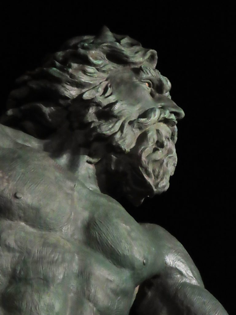 King Neptune statue on the Virginia Beach boardwalk at night. (photo property of JoesWorldTour.com – all rights reserved)